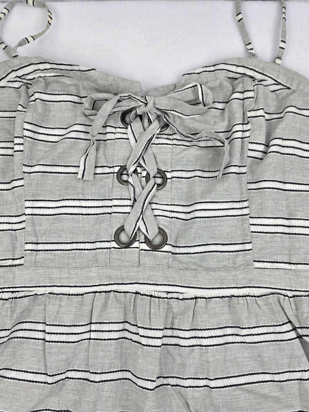 Arizona 3X Corset Style Striped Lace-Up Mini Dress Gray 3434-AB - Picture 9 of 13